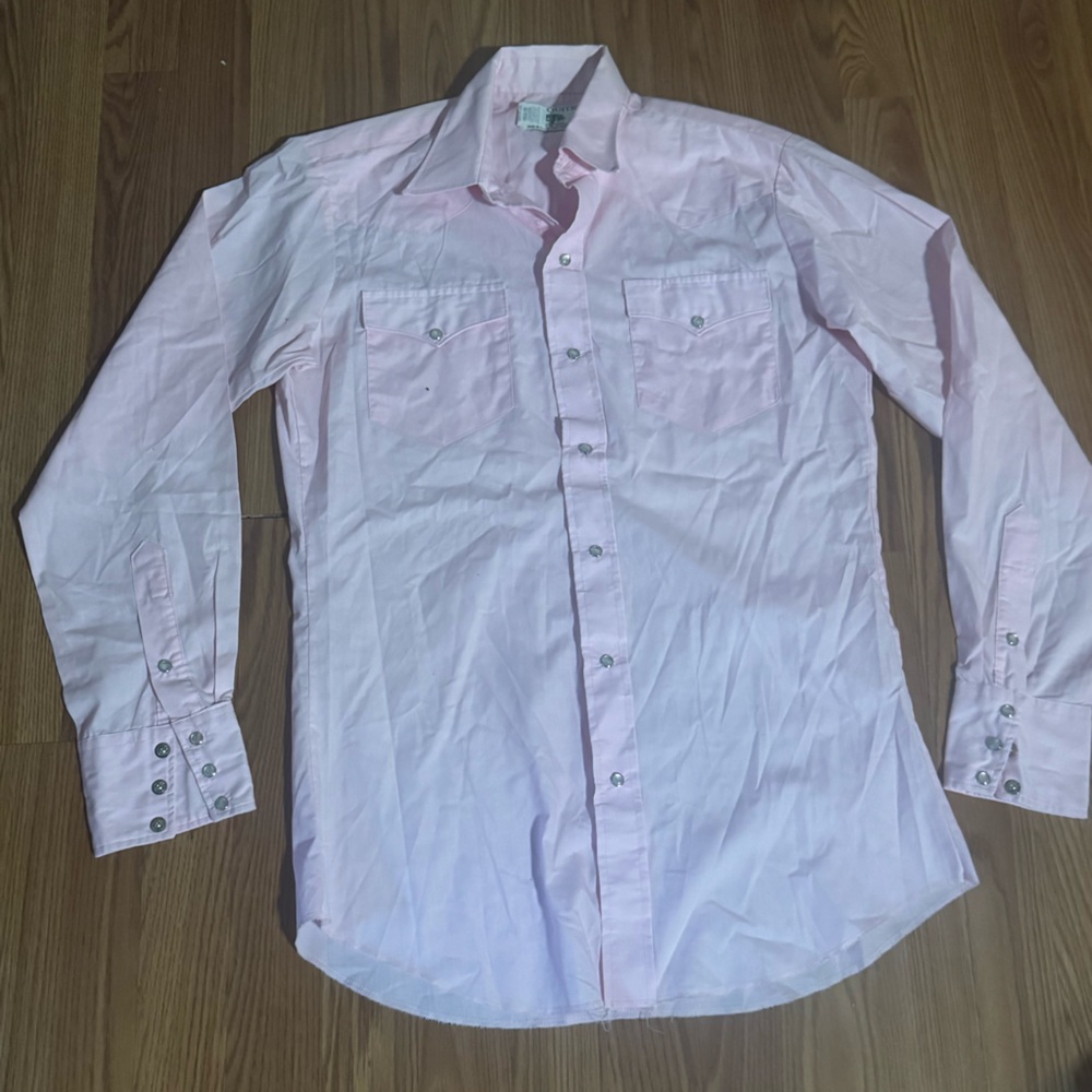 Vintage Mesquite Men's Pink Pearl Snap Button-Up Long Sleeve‎ Shirt Western Y2k